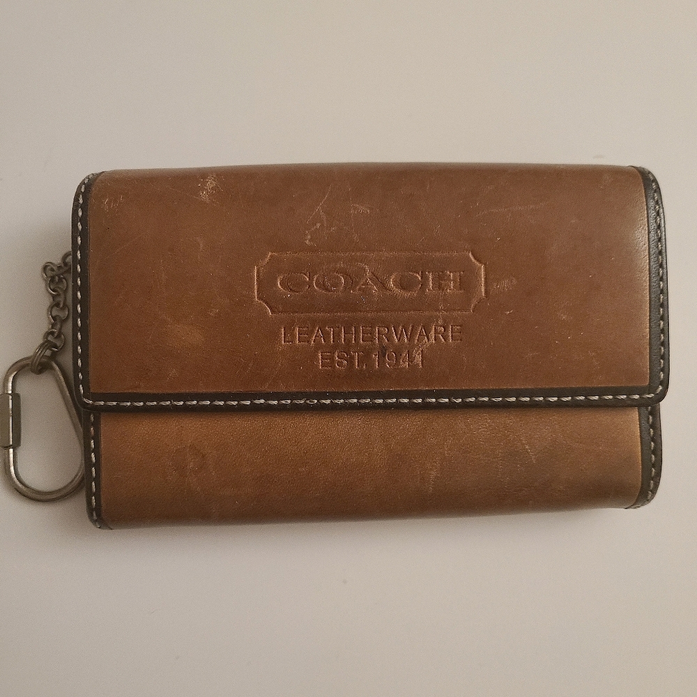 Coach Vintage Tan/Brown Leather Fold Over Wallet